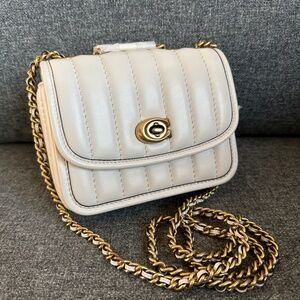 NWT! Coach Madison Shoulder Bag 16 With Quilting In Chalk Nappa Leather 4870